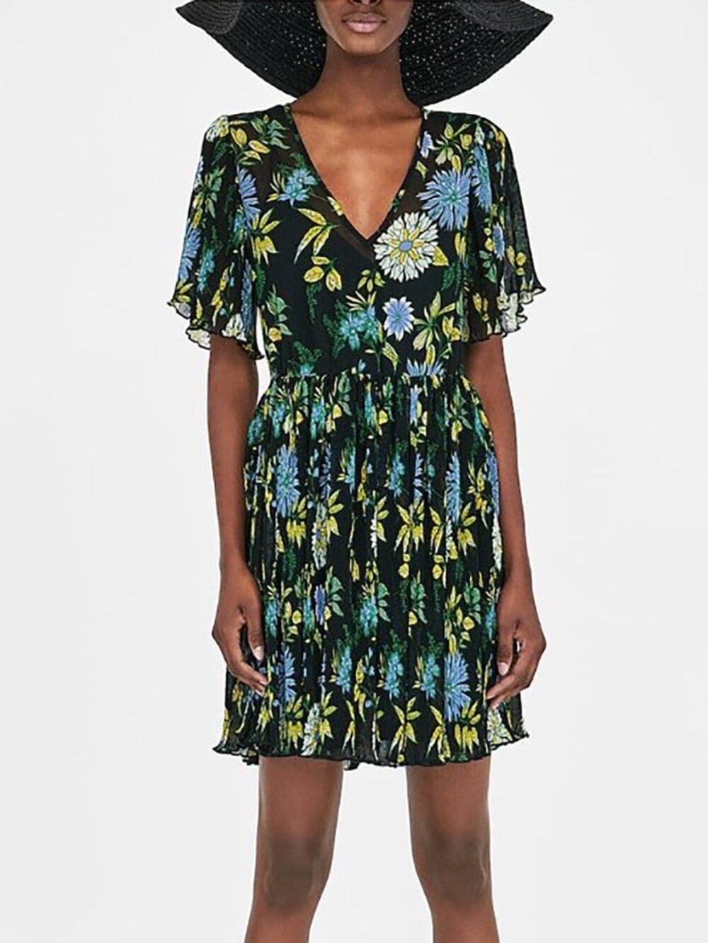 ZARA Floral Pleated Mini Dress – Size XS – NWOT